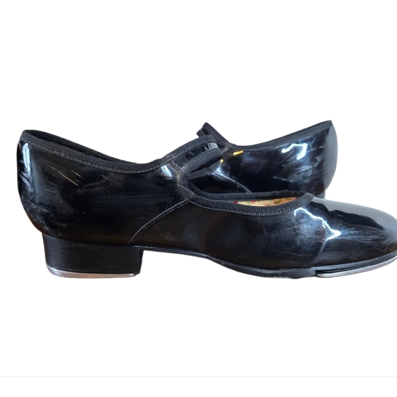 Capezio Tele Tone Tap Dance Shoes Women Size 8 W Black Patent Vegan Leather - Picture 7 of 9